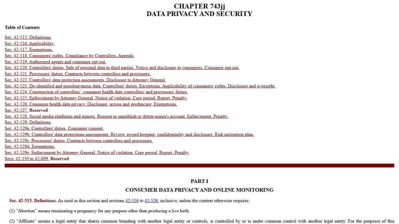 Chapter 743jj - Data Privacy and Security